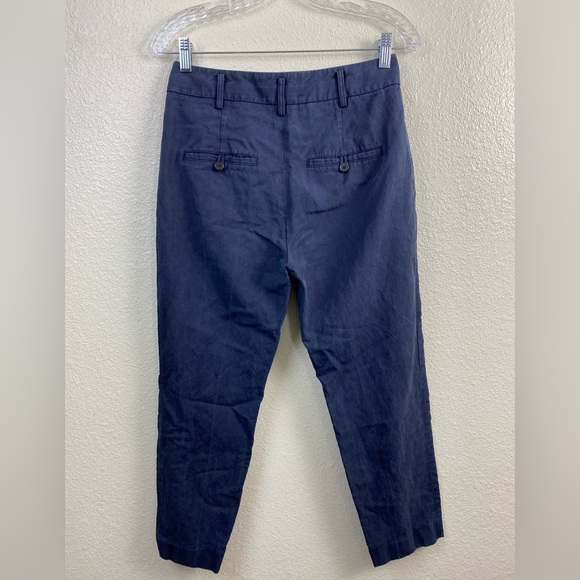 VINCE Linen Lyocell Cotton Blend Washed Faded Blue Trouser Casual Cropped Pant 4 - Picture 2 of 14
